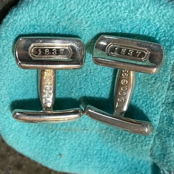 TIFFANY & CO 1837 STERLING SILVER BAR CUFF LINKS-RARE! EUC! AUTHENTIC